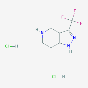 3-(Trifluoromethyl)-4,5,6,7-tetrahydro-1H-pyrazolo[4,3-c]pyridine dihydrochloride chemical structure (CAS 2102410-08-0)