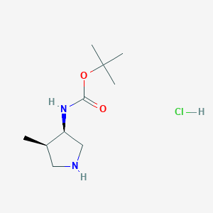 rel-tert-Butyl ((3R,4R)-4-methylpyrrolidin-3-yl)carbamate hydrochloride chemical structure (CAS 2102410-18-2)