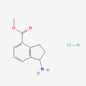 Methyl 1-amino-2,3-dihydro-1H-indene-4-carboxylate hydrochloride chemical structure (CAS 2102410-29-5)