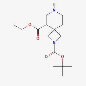 2-(tert-Butyl) 5-ethyl 2,7-diazaspiro[3.5]nonane-2,5-dicarboxylate chemical structure (CAS 2102410-34-2)