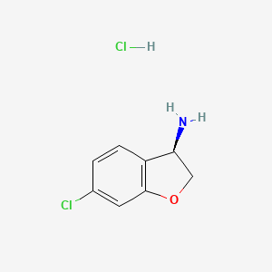 (R)-6-Chloro-2,3-dihydrobenzofuran-3-amine hydrochloride chemical structure (CAS 2102411-86-7)