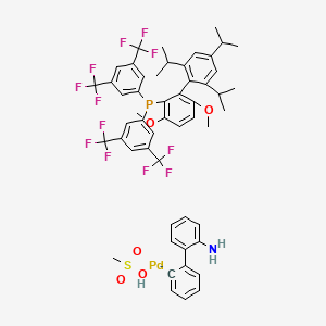 [2'-(Amino-κN)[1,1'-biphenyl]-2-yl-κC][bis[3,5-bis(trifluoromethyl)phenyl][3,6-dimethoxy-2',4',6'-tris(1-methylethyl)[1,1'-biphenyl]-2-yl]phosphine-κP](methanesulfonato-κO)palladium chemical structure (CAS 2102544-35-2)