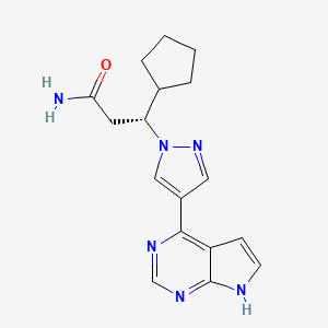 (R)-3-(4-(7H-Pyrrolo[2,3-d]pyrimidin-4-yl)-1H-pyrazol-1-yl)-3-cyclopentylpropanamide chemical structure (CAS 2102675-42-1)