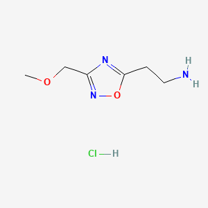 {2-[3-(methoxymethyl)-1,2,4-oxadiazol-5-yl]ethyl}amine hydrochloride chemical structure (CAS 2103402-79-3)