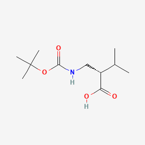 (S)-2-(((tert-Butoxycarbonyl)amino)methyl)-3-methylbutanoic acid chemical structure (CAS 210346-16-0)