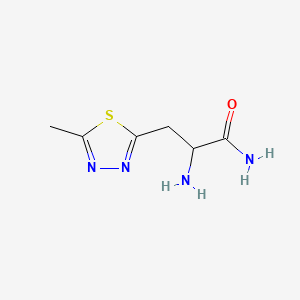 2-Amino-3-(5-methyl-1,3,4-thiadiazol-2-yl)propanamide chemical structure (CAS 2103520-72-3)