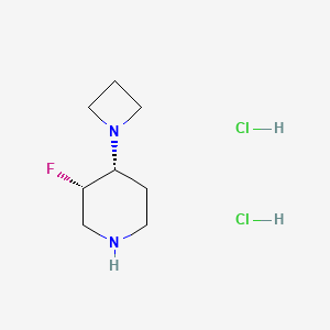 cis-4-(Azetidin-1-yl)-3-fluoropiperidine dihydrochloride chemical structure (CAS 2105380-44-5)