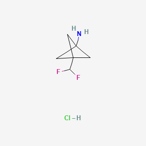3-(Difluoromethyl)bicyclo[1.1.1]pentan-1-amine hydrochloride chemical structure (CAS 2108549-79-5)