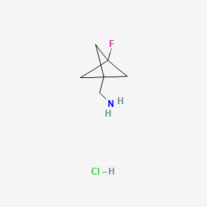(3-Fluoro-1-bicyclo[1.1.1]pentanyl)methanamine hydrochloride chemical structure (CAS 2108917-20-8)