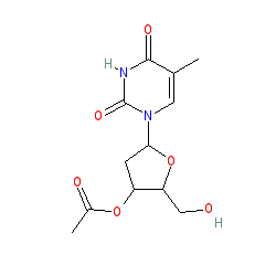 (2R,3S,5R)-2-(Hydroxymethyl)-5-(5-methyl-2,4-dioxo-3,4-dihydropyrimidin-1(2H)-yl)tetrahydrofuran-3-yl acetate chemical structure (CAS 21090-30-2)