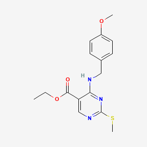 Ethyl 4-((4-methoxybenzyl)amino)-2-(methylthio)pyrimidine-5-carboxylate chemical structure (CAS 211230-35-2)
