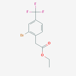 Ethyl 2-(2-bromo-4-(trifluoromethyl)phenyl)acetate chemical structure (CAS 2115757-35-0)