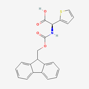 (S)-2-((((9H-Fluoren-9-yl)methoxy)carbonyl)amino)-2-(thiophen-2-yl)acetic acid chemical structure (CAS 211682-13-2)