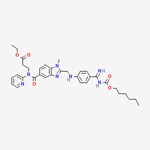 Ethyl 3-(2-(((4-(N-((hexyloxy)carbonyl)carbamimidoyl)phenyl)amino)methyl)-1-methyl-N-(pyridin-2-yl)-1H-benzo[d]imidazole-5-carboxamido)propanoate chemical structure (CAS 211915-06-9)