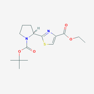 Ethyl (S)-2-(1-(tert-butoxycarbonyl)pyrrolidin-2-yl)thiazole-4-carboxylate chemical structure (CAS 212009-06-8)