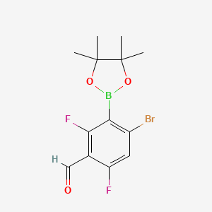4-Bromo-2,6-difluoro-3-(4,4,5,5-tetramethyl-1,3,2-dioxaborolan-2-yl)benzaldehyde chemical structure (CAS 2121512-44-3)