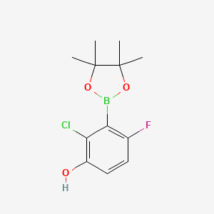 2-Chloro-4-fluoro-3-(4,4,5,5-tetramethyl-1,3,2-dioxaborolan-2-yl)phenol chemical structure (CAS 2121512-89-6)
