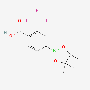 4-(4,4,5,5-Tetramethyl-1,3,2-dioxaborolan-2-yl)-2-(trifluoromethyl)benzoic acid chemical structure (CAS 2121513-72-0)