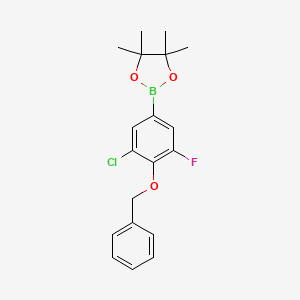 2-(4-(Benzyloxy)-3-chloro-5-fluorophenyl)-4,4,5,5-tetramethyl-1,3,2-dioxaborolane chemical structure (CAS 2121515-13-5)