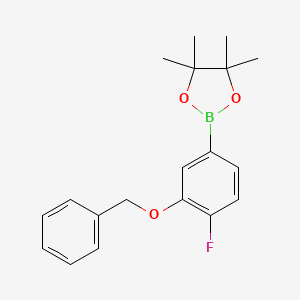 2-(3-(Benzyloxy)-4-fluorophenyl)-4,4,5,5-tetramethyl-1,3,2-dioxaborolane chemical structure (CAS 2121515-23-7)