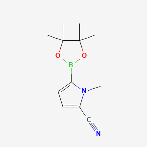 1-Methyl-5-(4,4,5,5-tetramethyl-1,3,2-dioxaborolan-2-yl)-1H-pyrrole-2-carbonitrile chemical structure (CAS 2124215-71-8)