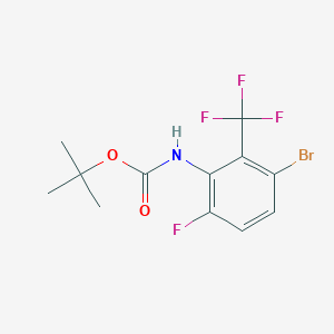 tert-Butyl (3-bromo-6-fluoro-2-(trifluoromethyl)phenyl)carbamate chemical structure (CAS 2126162-32-9)