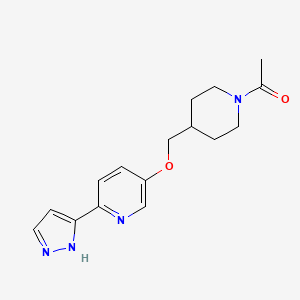 1-(4-(((6-(1H-Pyrazol-3-yl)pyridin-3-yl)oxy)methyl)piperidin-1-yl)ethan-1-one chemical structure (CAS 2126874-77-7)