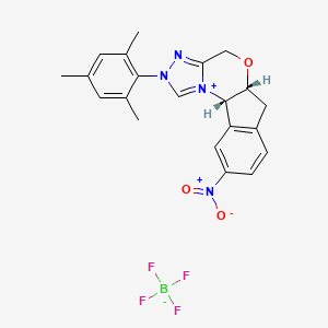 (5aR,10bS)-2-Mesityl-9-nitro-5a,10b-dihydro-4H,6H-indeno[2,1-b][1,2,4]triazolo[4,3-d][1,4]oxazin-2-ium tetrafluoroborate chemical structure (CAS 2128740-77-0)