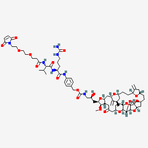 N-[3-[2-[2-(2,5-Dihydro-2,5-dioxo-1H-pyrrol-1-yl)ethoxy]ethoxy]-1-oxopropyl]-L-valyl-N5-(aminocarbonyl)-N-[4-[[[[[(2S)-2-hydroxy-3-[(2R,3R,3aS,7R,8aS,9S,10aR,11S,12R,13aR,13bS,15S,18S,21S,24S,26R,28R,29aS)-octacosahydro-3-methoxy-26-methyl-20,27-bis(methylene)-5-oxo-11,15:18,21:24,28-triepoxy-7,9-ethano-12,15-methano-9H,15H-furo[3,2-i]furo[2′,3′:5,6]pyrano[4,3-b][1,4]dioxacyclopentacosin-2-yl]propyl]amino]carbonyl]oxy]methyl]phenyl]-L-ornithinamide chemical structure (CAS 2130869-18-8)