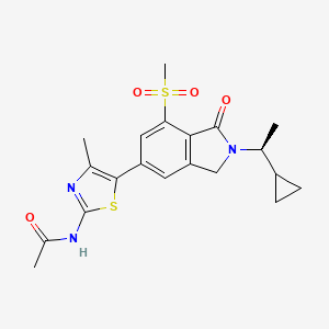 (S)-N-(5-(2-(1-Cyclopropylethyl)-7-(methylsulfonyl)-1-oxoisoindolin-5-yl)-4-methylthiazol-2-yl)acetamide chemical structure (CAS 2132961-46-5)