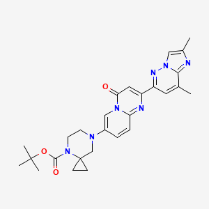 tert-Butyl 7-(2-(2,8-dimethylimidazo[1,2-b]pyridazin-6-yl)-4-oxo-4H-pyrido[1,2-a]pyrimidin-7-yl)-4,7-diazaspiro[2.5]octane-4-carboxylate chemical structure (CAS 2133298-74-3)