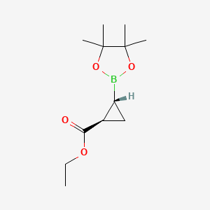 rel-(1R,2R)-Ethyl 2-(4,4,5,5-tetramethyl-1,3,2-dioxaborolan-2-yl)cyclopropanecarboxylate chemical structure (CAS 2135443-03-5)