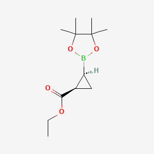 rel-Ethyl (1R,2S)-2-(4,4,5,5-tetramethyl-1,3,2-dioxaborolan-2-yl)cyclopropane-1-carboxylate chemical structure (CAS 2135443-14-8)