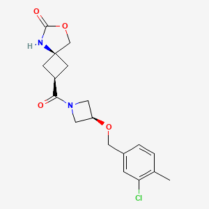 cis-2-(3-((3-Chloro-4-methylbenzyl)oxy)azetidine-1-carbonyl)-7-oxa-5-azaspiro[3.4]octan-6-one chemical structure (CAS 2135785-20-3)