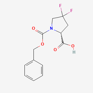 (R)-1-((Benzyloxy)carbonyl)-4,4-difluoropyrrolidine-2-carboxylic acid chemical structure (CAS 2136867-31-5)