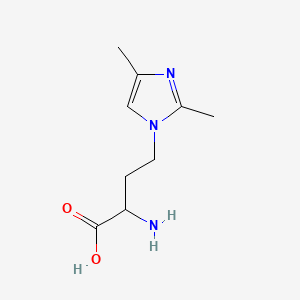 2-Amino-4-(2,4-dimethyl-1H-imidazol-1-yl)butanoic acid chemical structure (CAS 2137509-76-1)