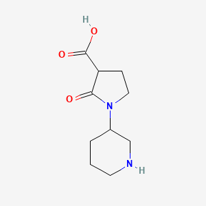 2-Oxo-1-(piperidin-3-yl)pyrrolidine-3-carboxylic acid chemical structure (CAS 2137603-12-2)