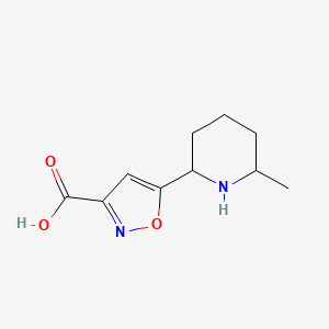 5-(6-Methylpiperidin-2-yl)isoxazole-3-carboxylic acid chemical structure (CAS 2137828-22-7)