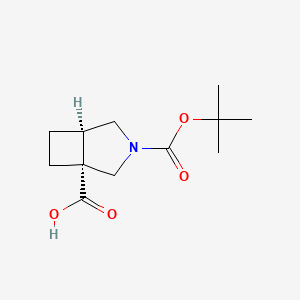 rel-(1R,5R)-3-(tert-Butoxycarbonyl)-3-azabicyclo[3.2.0]heptane-1-carboxylic acid chemical structure (CAS 2138150-20-4)