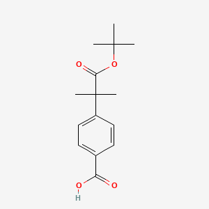 4-(1-(tert-Butoxy)-2-methyl-1-oxopropan-2-yl)benzoic acid chemical structure (CAS 2138157-80-7)