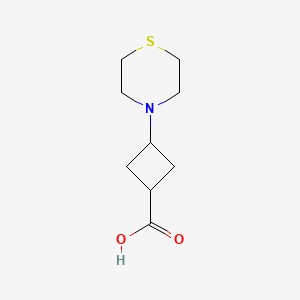 3-Thiomorpholinocyclobutane-1-carboxylic acid chemical structure (CAS 2138562-28-2)