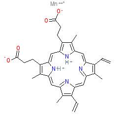 (SP-4-2)-Dihydrogen[7,12-diethenyl-3,8,13,17-tetramethyl-21H,23H-porphine-2,18-dipropanoato(4-)-κN21,κN22,κN23,κN24]Manganate(II) chemical structure (CAS 21393-64-6)