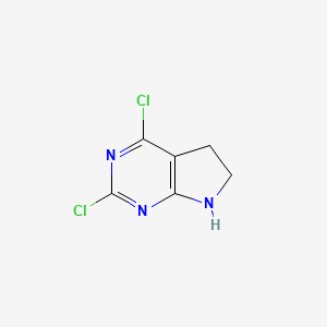 2,4-Dichloro-6,7-dihydro-5H-pyrrolo[2,3-d]pyrimidine chemical structure (CAS 2139336-89-1)