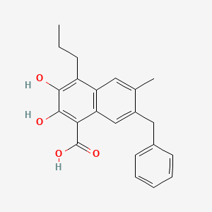 7-Benzyl-2,3-dihydroxy-6-methyl-4-propyl-1-naphthoic acid chemical structure (CAS 213971-34-7)