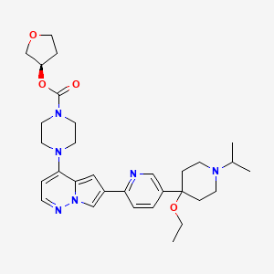 (R)-Tetrahydrofuran-3-yl 4-(6-(5-(4-ethoxy-1-isopropylpiperidin-4-yl)pyridin-2-yl)pyrrolo[1,2-b]pyridazin-4-yl)piperazine-1-carboxylate chemical structure (CAS 2141955-96-4)