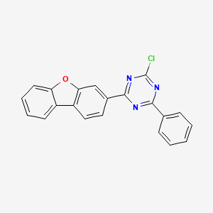 2-Chloro-4-(dibenzo[b,d]furan-3-yl)-6-phenyl-1,3,5-triazine chemical structure (CAS 2142681-84-1)