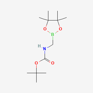 tert-Butyl ((4,4,5,5-tetramethyl-1,3,2-dioxaborolan-2-yl)methyl)carbamate chemical structure (CAS 2144499-63-6)