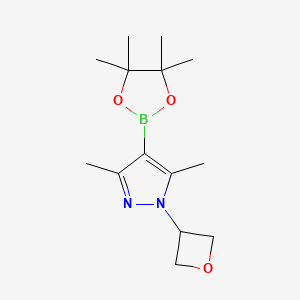3,5-Dimethyl-1-(oxetan-3-yl)-4-(4,4,5,5-tetramethyl-1,3,2-dioxaborolan-2-yl)-1H-pyrazole chemical structure (CAS 2144759-94-2)