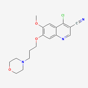 4-Chloro-6-methoxy-7-(3-morpholinopropoxy)quinoline-3-carbonitrile chemical structure (CAS 214487-30-6)