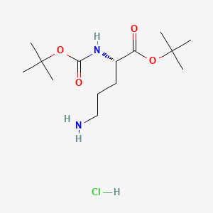 (S)-tert-Butyl 5-amino-2-((tert-butoxycarbonyl)amino)pentanoate hydrochloride chemical structure (CAS 214629-97-7)